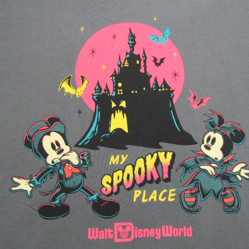 Walt Disney World My Spooky Place Womens XL Halloween Mickey Minnie Graphic Tee